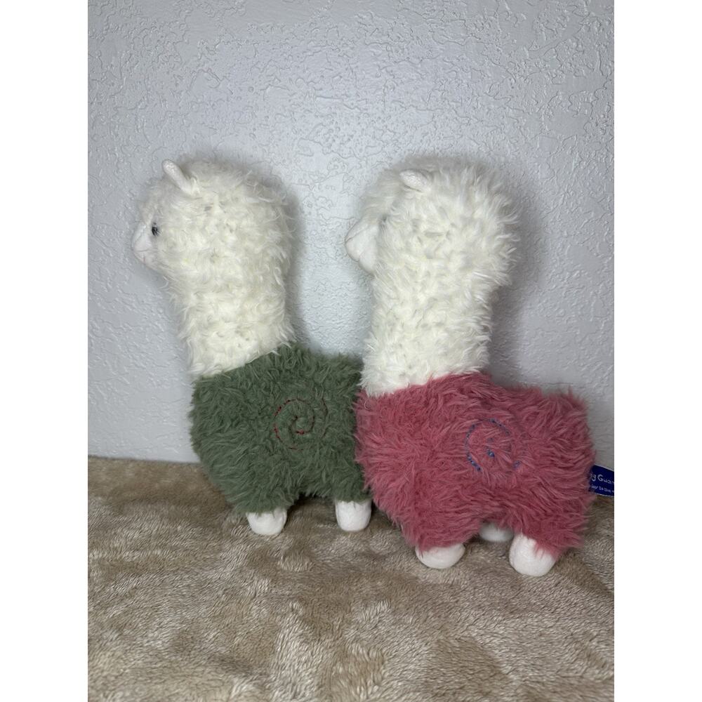 Jing Guang Llama Alpaca Doll Plush Toy Pink & Green Lot Swirl On Side 10”